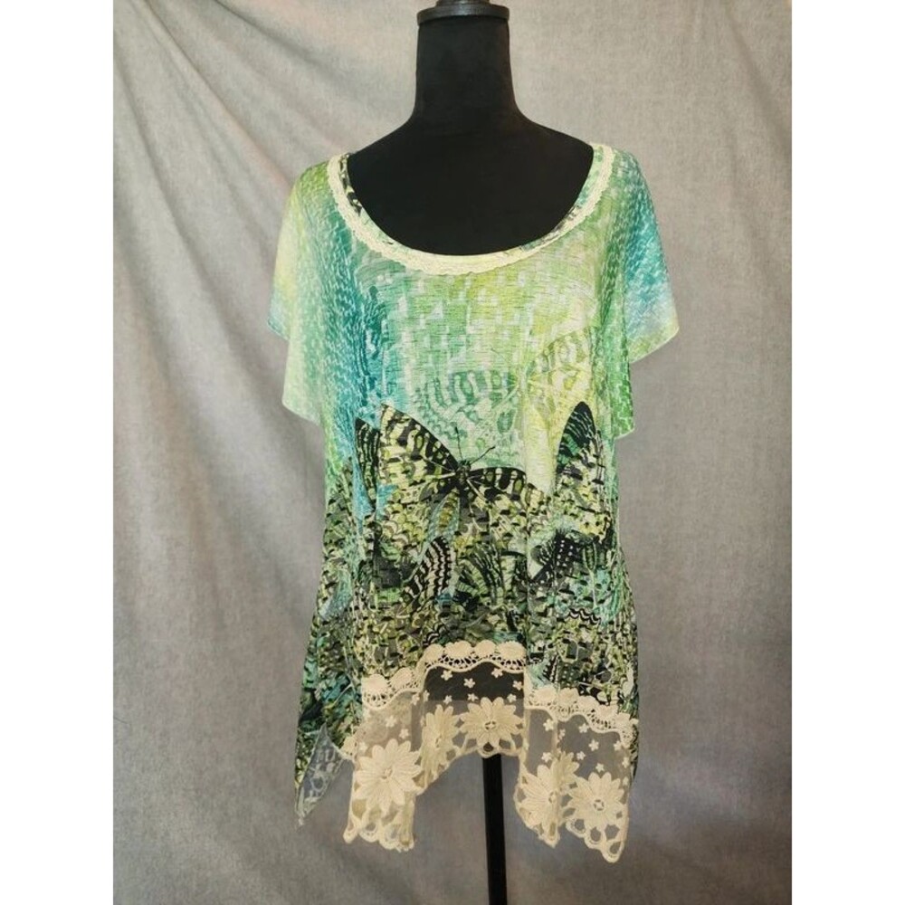 Love and Let Live Sz M Short Sleeve SwingTop Boho Gypsy Y2K